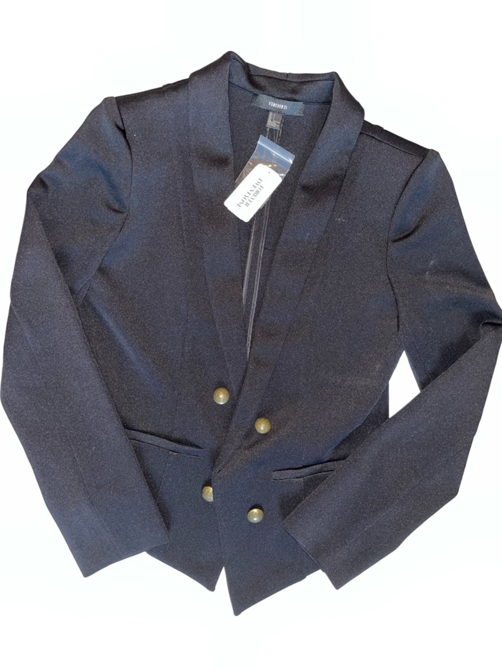 NWT Forever 21 Double-Breasted Black Blazer suit jacket size large office wear